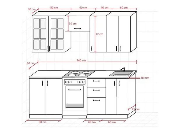 Компоновка мебели для кухни