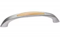 Ручка-скоба 128мм, отделка хром матовый + бук