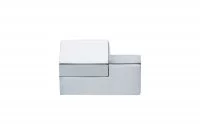 Ручка-кнопка правая, отделка хром глянец + сталь шлифованная