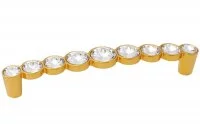 Ручка-скоба 128мм, отделка золото глянец + горный хрусталь