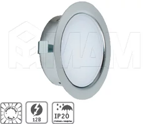 Светильник светодиодный точечный врезной, хром, 12V, нейтральный белый 4000К, 4W: SL65-CH-W-4-0