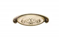 Ручка-скоба 64мм, отделка бронза &quot;Флоренция&quot; + бежевая эмаль (2 винта М4х22 + 2 винта М4х25)