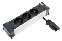 Модуль Power Frame (3 розетки Schuko, 250В), отделка чёрная/алюминий