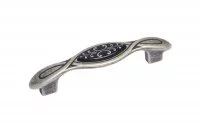 Ручка-скоба 96мм, отделка серебро античное + вставка