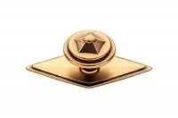 Ручка-кнопка с накладкой, отделка бронза античная красная