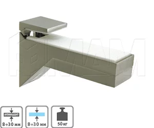 KALABRONE Менсолодержатель для деревянных и стеклянных полок 8 - 30 мм, нерж. сталь (2 шт.): 1 62200 10 YD-2