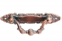 Ручка-скоба 64мм с накладкой, отделка медь