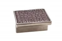 Ручка-скоба 32мм, отделка никель глянец + тёмно-коричневый (кайман)