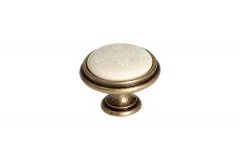 Ручка-кнопка, отделка бронза античная &quot;Флоренция&quot; + керамика: P77.Y01.G4.MD1G