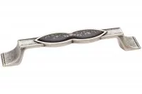 Ручка-скоба 128мм, отделка серебро старое + керамика