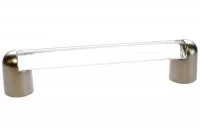 Ручка-скоба 160мм, отделка никель матовый + транспарент прозрачный