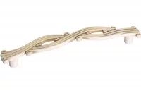 Ручка-скоба 128мм, отделка молочная с золотой патиной
