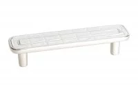 Ручка-скоба 96мм, отделка никель глянец + белый (крокодил)