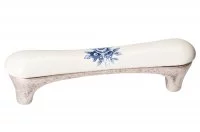 Ручка-скоба 96мм, отделка серебро старое + керамика