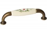 Ручка-скоба 96мм, отделка бронза античная + керамика