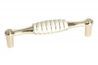 Ручка-скоба 128мм, отделка золото глянец + керамика