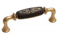 Ручка-скоба 96мм, отделка золото матовое + керамика черная