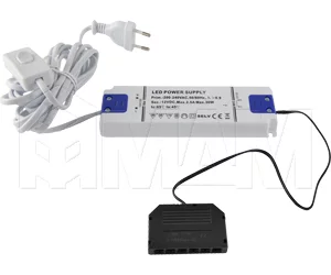 Блок питания с терминалом розеток 6 шт., тип "LED" и сетевым проводом, AC-230/DC-12V, IP31, 30W: LSA-PS12V-IP31D-30W