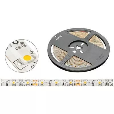 GTV: Светодиодная лента Flash 3528, 300 диодов, холодный белый, 24W, герметичная, 8мм, катушка 5м LD-3528-300-65-ZB