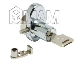 Замок-ручка для 2-х дверей, без сверления, выдвижной + отв. планка, хром: 417-1/5 CR