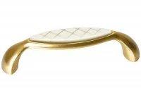 Ручка-скоба 96мм, бронза античная + вставка