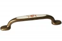 Ручка-скоба 96мм, отделка бронза + вставка