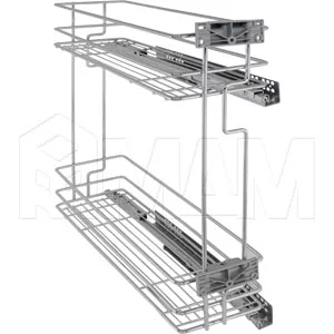 PARTNER Двухуровневая корзина 200 мм (бутылочница), направляющие плавного закрывания, правая: ELQHM202DXPR