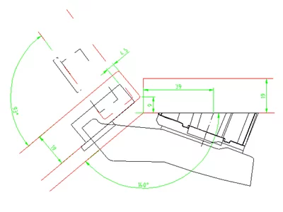 Hettich: 9072217: Угловой адаптер для крестообразных монтажных планок, 20°