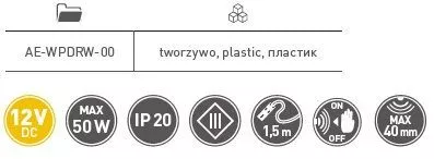 GTV: Бесконтактный включатель для плиты или деревянных полок, 12V, IP20, до 50W AE-WPDRW-00