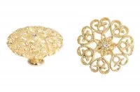 Ручка-кнопка, отделка золото + горный хрусталь