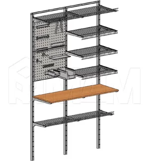 Home Space, гараж ширина 1260мм, глубина 477 мм, 2 проема по 600 мм с аксессуарами: HSK1260x477MT1