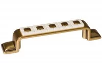 Ручка-скоба 128-096мм, отделка бронза античная французская + вставка