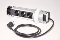 Встраиваемый блок Move (3 розетки 220В), отделка под алюминий/чёрная