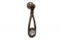 Ручка-серьга, отделка никель глянец воронёный + горный хрусталь