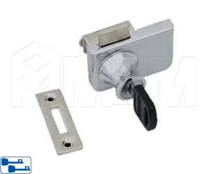 Замок-ручка для 2-х дверей, без сверления, выдвижной + отв. планка, хром: KA 417/5 CR