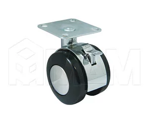 Опора двухколесная с площадкой, D50 мм, со стопором: W01B