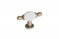 Ручка-кнопка, отделка бронза матовая + керамика