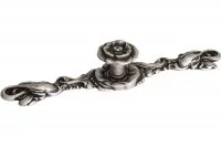 Ручка-кнопка с накладкой, отделка серебро античное