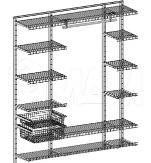 Home Space, гардероб ширина 1860мм, глубина 495 мм, 3 проема по 900 мм, 600 мм, 300 мм: HSK1860x495MT1