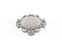 Ручка-кнопка белый/серебро винтаж, керамика белые узоры: WPO.41.01.G4.000.T4