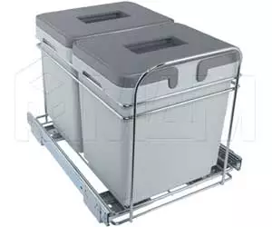 Система для утилизации мусора (2 ведра по 15 литров), направляющие Hettich плавного закрывания: PETHM402M