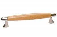 Ручка-скоба 128мм, отделка никель матовый + бук