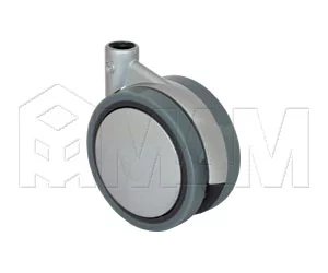 Опора двухколесная усиленная, D75 мм, без стопора, серая: CST79 GREY