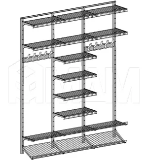 Home Space, гардероб ширина 1860мм, глубина 335 мм, 3 проема по 600 мм: HSK1860x335MT1