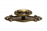 Ручка-кнопка с накладкой, отделка бронза античная