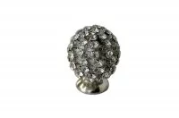 Ручка-кнопка, отделка никель глянец + горный хрусталь