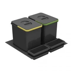 GTV: Комплект вёдер МУЛЬТИНО 600 2х15L+2 ёмкости, антрацит: PB-91104100B5-A