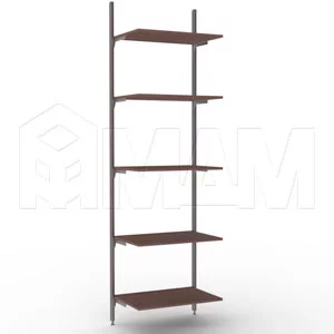 KALI, 1 секция, 2 прямые стойки, узкий профиль, для 5-ти деревянных полок, бронза: KL43SET1BR