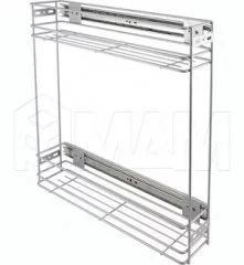 PULSE Двухуровневая корзина 150 мм (бутылочница), бок. крепл., универсальная, с шар. направл., металлик серебристый: ДКУ150МС-Н PULSE Двухуровневая корзина 150 мм (бутылочница), бок. крепл., универсальная, с шар. направл., металлик серебристый: ДКУ150МС-Н