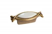 Ручка-кнопка 32мм, отделка бронза античная красная + вставка